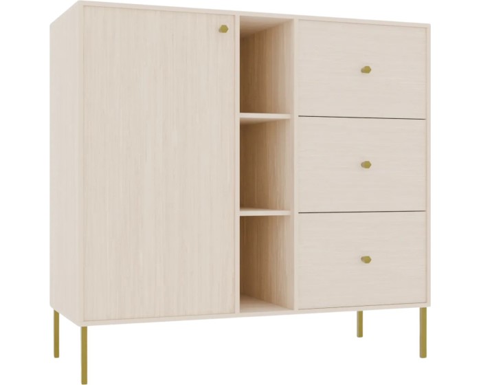 Komoda Tilina 1D 3S 3P 100 cm béžová/zlatá
