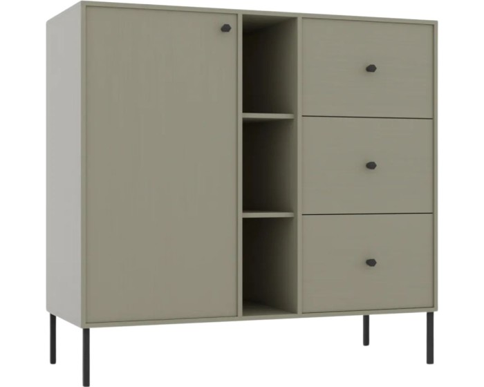 Komoda Tilina 1D 3S 3P 100 cm eukalyptus/černá