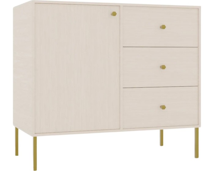 Komoda Tilina 1D 3S 84 cm béžová/zlatá