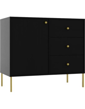 Komoda Tilina 1D 3S 84 cm černá/zlatá