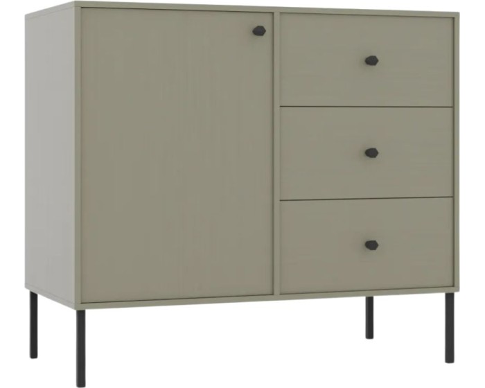 Komoda Tilina 1D 3S 84 cm eukalyptus/černá