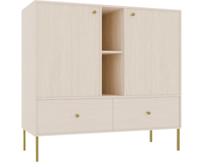 Komoda Tilina 2D 2S 2P 100 cm béžová/zlatá