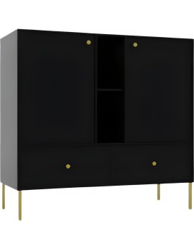 Komoda Tilina 2D 2S 2P 100 cm černá/zlatá