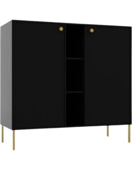 Komoda Tilina 2D 3P 100 cm černá/zlatá