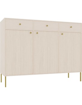 Komoda Tilina 3D 3S 125 cm béžová/zlatá