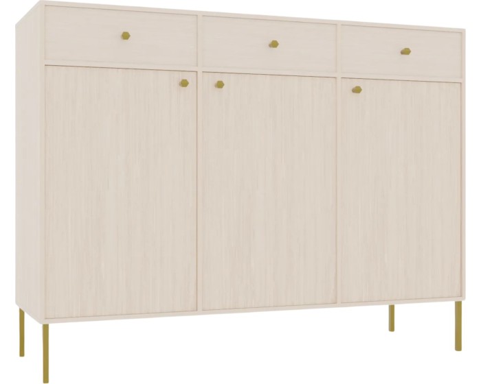 Komoda Tilina 3D 3S 125 cm béžová/zlatá
