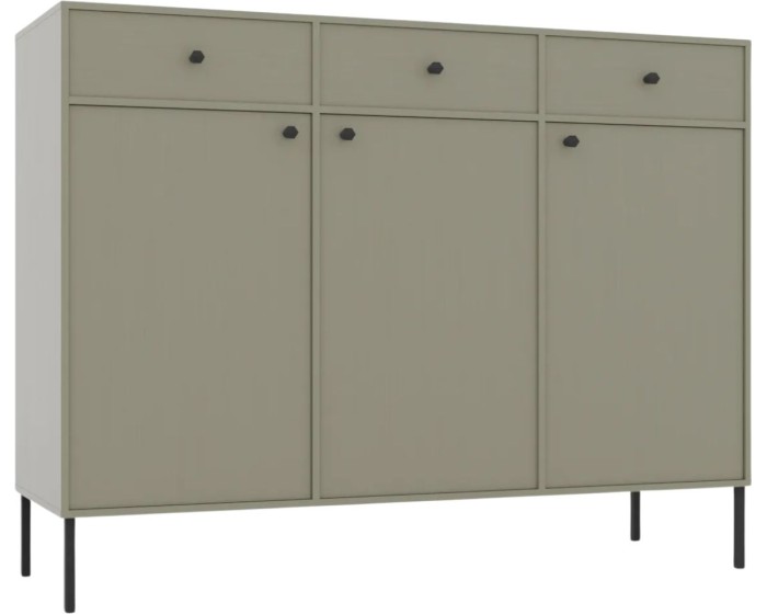 Komoda Tilina 3D 3S 125 cm eukalyptus/černá