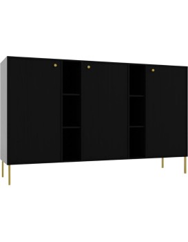 Komoda Tilina 3D 6P 155,7 cm černá/zlatá