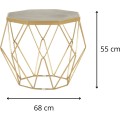 Konferenční stolek Glamo 68 cm zlatý/šedý