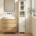 Vysoká koupelnová skříňka Vasagle Myra 171 cm bílá/hnědá