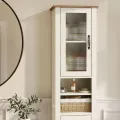 Vysoká koupelnová skříňka Vasagle Myra 171 cm bílá/hnědá
