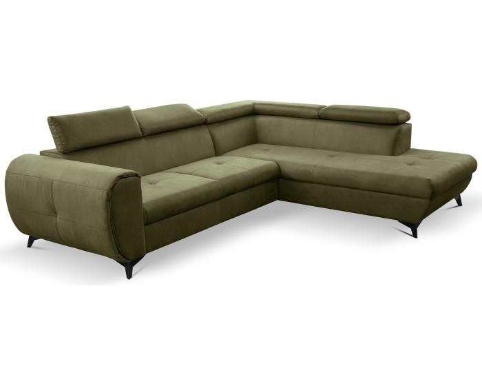 Rozkládací rohová sedací souprava Mona Pik 260 cm Letto 38 khaki pravá