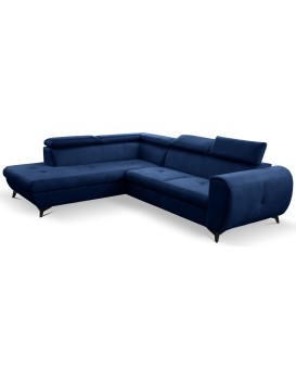 Rozkládací rohová sedací souprava Mona Pik 260 cm Letto 79 tmavě modrá levá