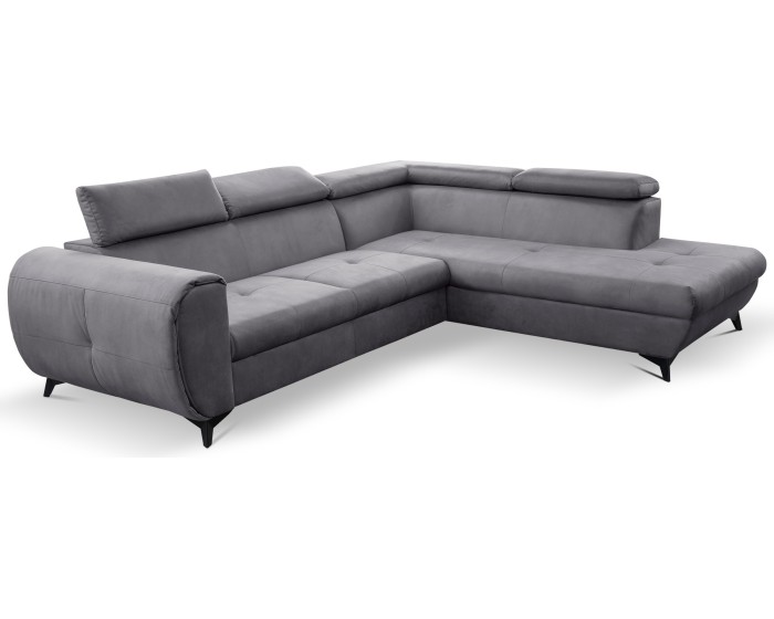 Rozkládací rohová sedací souprava Mona Pik 260 cm Letto 85 šedá pravá