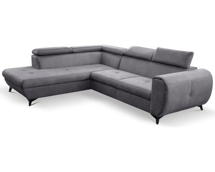 Rozkládací rohová sedací souprava Mona Pik 260 cm Letto 85 šedá levá