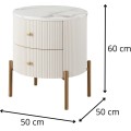 Noční stolek Stilig 50 cm bílý mramor/zlatý