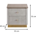 Noční stolek Stilig ST891 55 cm ekokůže béžovošedý/zlatý