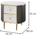 Noční stolek Stilig ST903B 55 cm mramor/zlatý/hnědošedý