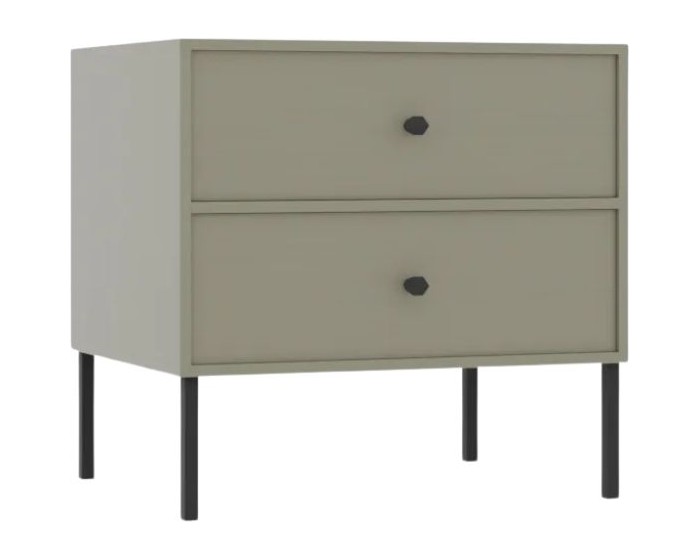 Noční stolek Tilina 52 cm eukalyptus/černý