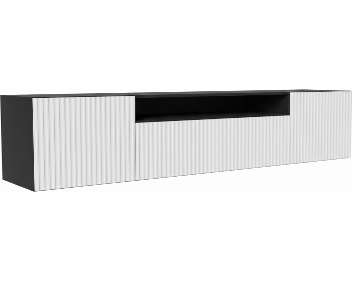Závěsný TV stolek NEMIO 200 cm bílý/černý