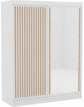Šatní skříň Deliah s posuvnými dveřmi a zrcadlem 160 cm dub Artisan/bílá