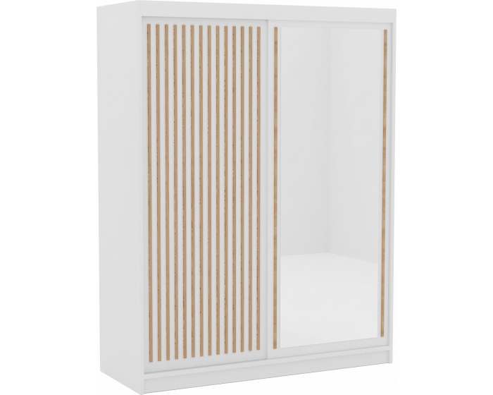 Šatní skříň Deliah s posuvnými dveřmi a zrcadlem 160 cm dub Artisan/bílá