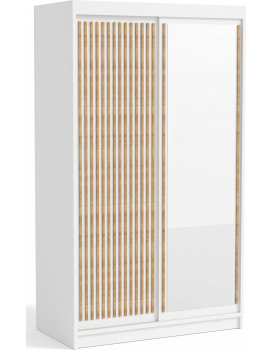Šatní skříň Deliah s posuvnými dveřmi a zrcadlem 120 cm dub Artisan/bílá