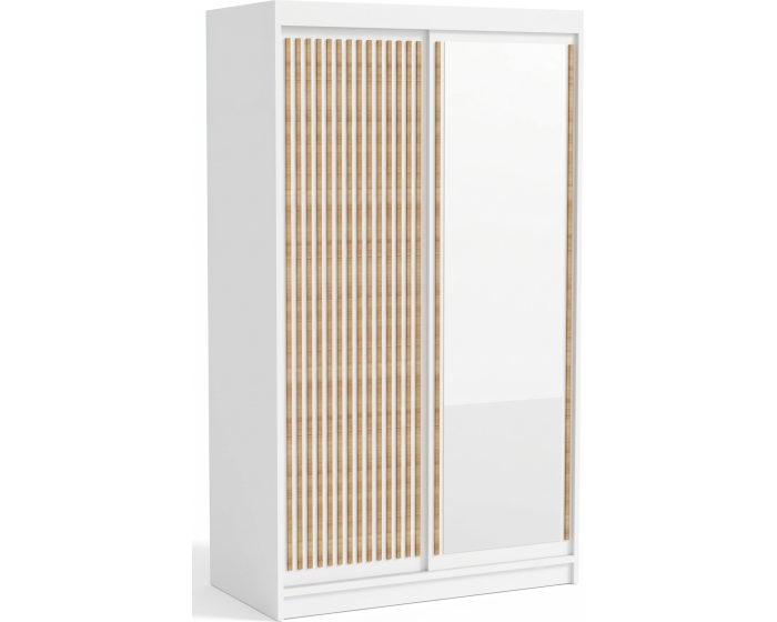 Šatní skříň Deliah s posuvnými dveřmi a zrcadlem 120 cm dub Artisan/bílá