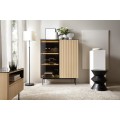 Vitrína s LED osvětlením Orta 107 cm černá/dub Vicenza