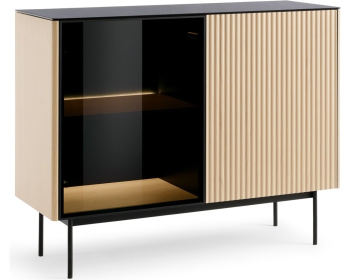 Komoda s LED osvětlením Orta 107 cm černá/dub Vicenza