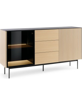 Komoda s LED osvětlením Orta 157 cm černá/dub Vicenza