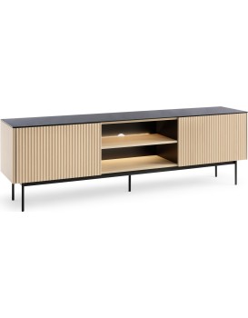 TV stolek s LED osvětlením Orta 180 cm černý/dub Vicenza