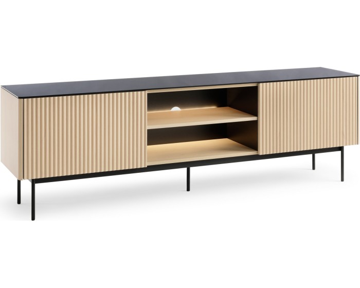 TV stolek s LED osvětlením Orta 180 cm černý/dub Vicenza