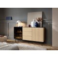 Komoda s LED osvětlením Orta 157 cm černá/dub Vicenza