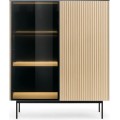 Vitrína s LED osvětlením Orta 107 cm černá/dub Vicenza