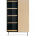 Vitrína s LED osvětlením Orta WTSZ 107 cm černá/dub Vicenza