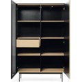 Vitrína s LED osvětlením Orta WTSZ 107 cm černá/dub Vicenza