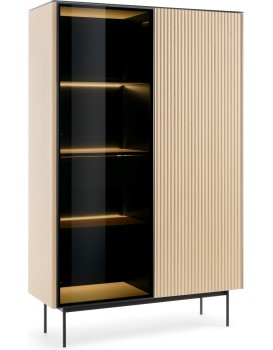 Vitrína s LED osvětlením Orta WTSZ 107 cm černá/dub Vicenza