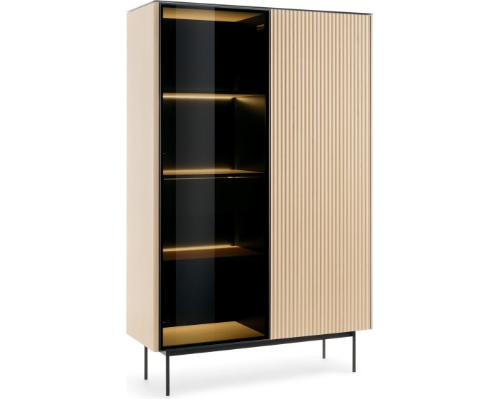 Vitrína s LED osvětlením Orta WTSZ 107 cm černá/dub Vicenza