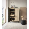 Vitrína s LED osvětlením Orta WTSZ 107 cm černá/dub Vicenza