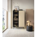 Vitrína s LED osvětlením Orta WTSZ 107 cm černá/dub Vicenza