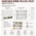 Závěsná koupelnová skříňka se zrcadlem POLA 3DL/P bílá