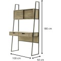 Psací stůl Flow 100 cm s nástavcem z masivu hnědý/grafit