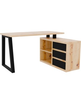 Rohový psací stůl IWANNA II černý/dub artisan
