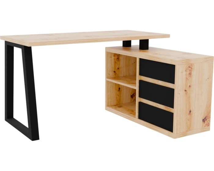 Rohový psací stůl IWANNA II černý/dub artisan