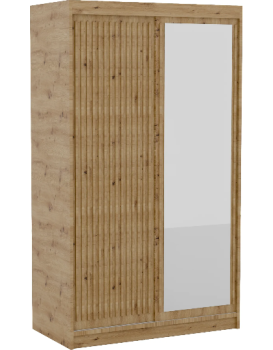 Šatní skříň Deliah s posuvnými dveřmi a zrcadlem 120 cm dub Artisan