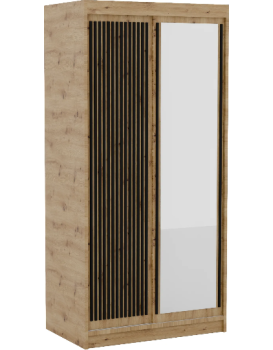 Šatní skříň Deliah s posuvnými dveřmi a zrcadlem 120 cm dub Artisan/černá