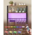 Kuchyňský regál s integrovanou napájecí lištou a LED osvětlením Vasagle Cinty 60 cm černý/hnědý