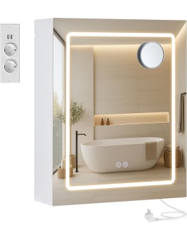 Zrcadlová skříňka s LED osvětlením a nabíjecí stanicí Bjorn 50 cm bílá