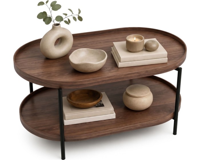 Konferenční stolek Cortado 90 cm černý/ořech